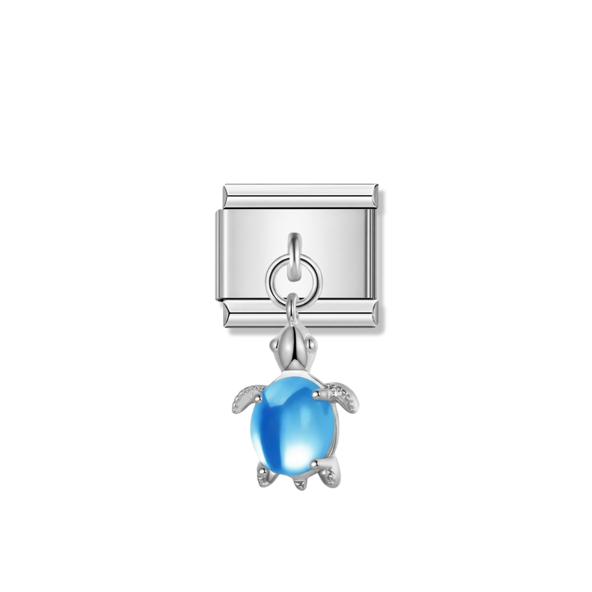Lovely Blue Turtle – silver Italian pendant charm by Italycharm