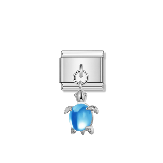 Lovely Blue Turtle – silver Italian pendant charm by Italycharm