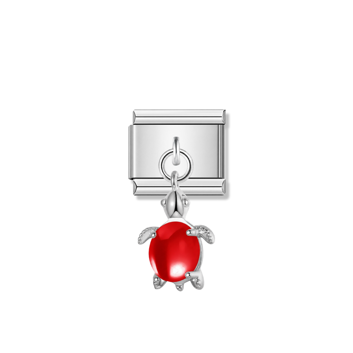 Lovely Red Turtle – silver Italian pendant charm by Italycharm