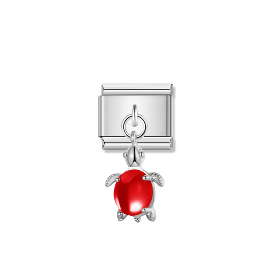 Lovely Red Turtle – silver Italian pendant charm by Italycharm