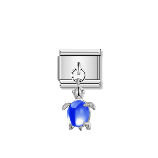 Lovely Deep Blue Turtle – silver Italian pendant charm by Italycharm