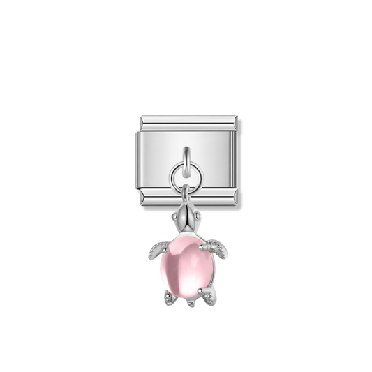 Lovely Pink Turtle – silver Italian pendant charm by Italycharm