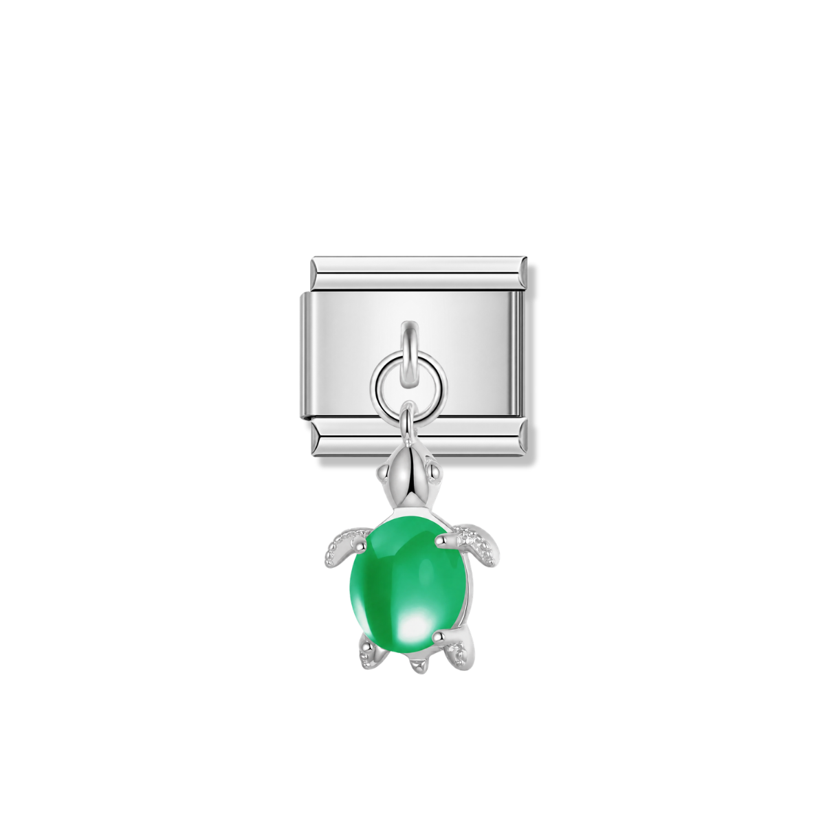 Lovely Green Turtle – silver Italian pendant charm by Italycharm