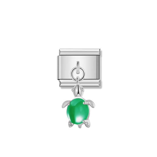 Lovely Green Turtle – silver Italian pendant charm by Italycharm