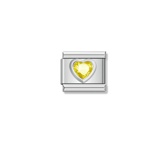 Daisy Yellow Resin Heart – silver Italian charm by Italycharm