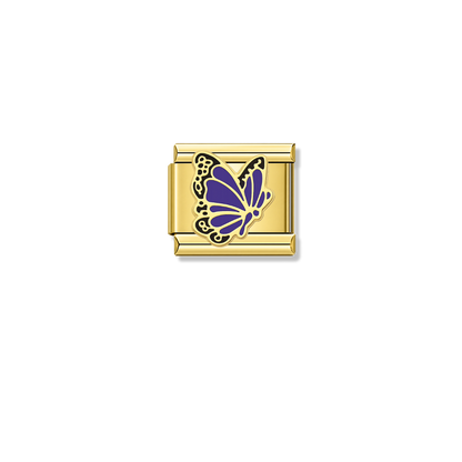 Dark Blue Butterfly – gold Italian charm by Italycharm