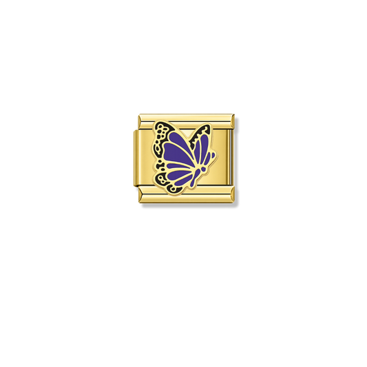 Dark Blue Butterfly – gold Italian charm by Italycharm
