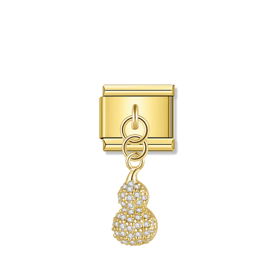 Dazzling Prosperity Gourd with CZ – gold Italian pendant charm by Italycharm