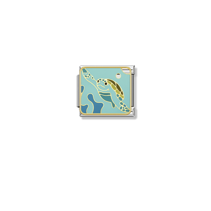 Deep Sea Turtle – Silver Italian Charm – Italian charm by Italycharm