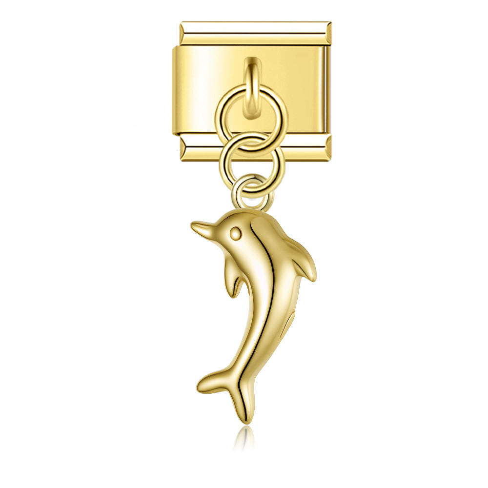 Dolphin – Gold Italian Pendant Charm