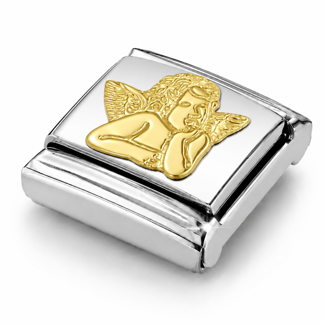 Dreaming Angel – silver Italian charm close-up view