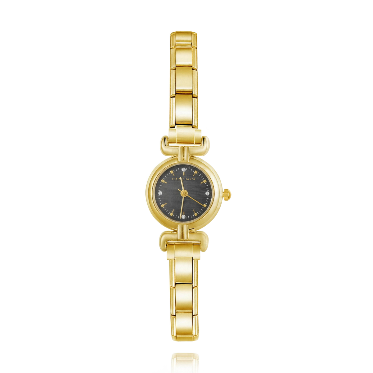 Duet Élégance – Black Dial Gold Women's Watch | Italycharm – Italian charm watch by Italycharm