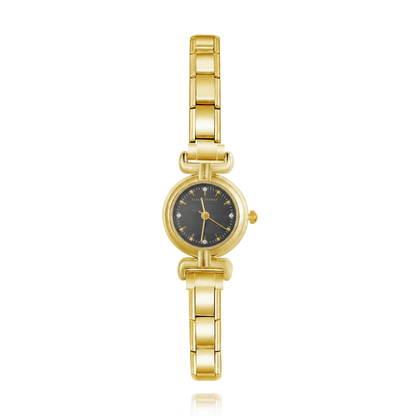 Duet Élégance – Black Dial Gold Women's Watch | Italycharm – Italian charm watch by Italycharm