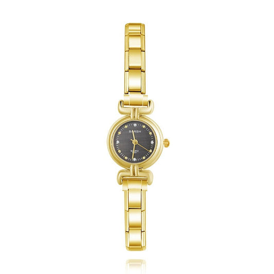 Duet Élégance – Black Dial Gold Women's Watch | Italycharm – Italian charm watch by Italycharm