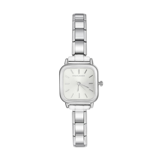 Elara Square – Classic Silver | Italycharm Women's Watch – Italian charm watch by Italycharm
