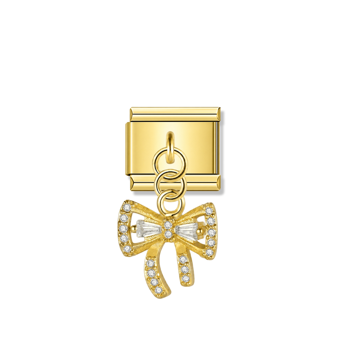 Elegant Bow with CZ – gold Italian pendant charm by Italycharm