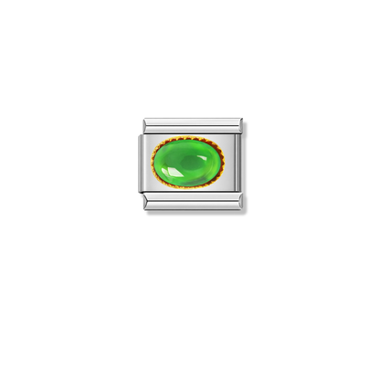 Elegant Emerald Resin – silver Italian charm by Italycharm