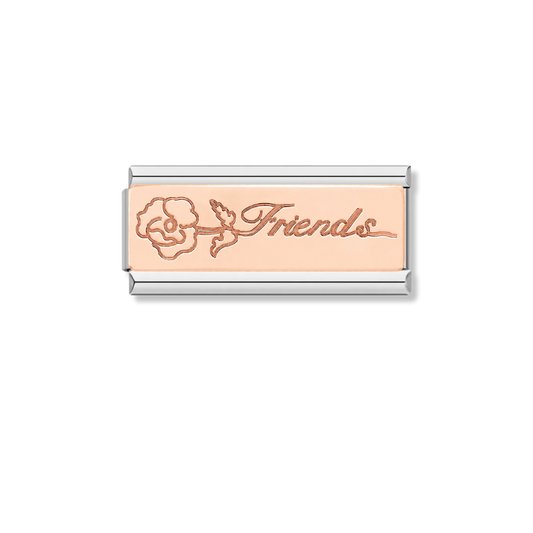 Friends with Flower - Silver Rose Bar Charm – Italian charm by Italycharm