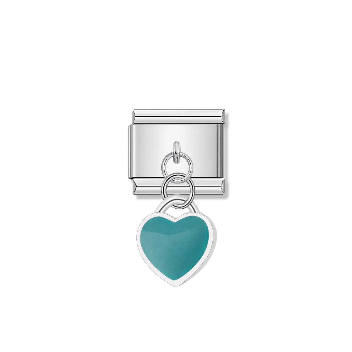 Teal Heart - Silver Italian Pendant Charm – Italian charm by Italycharm