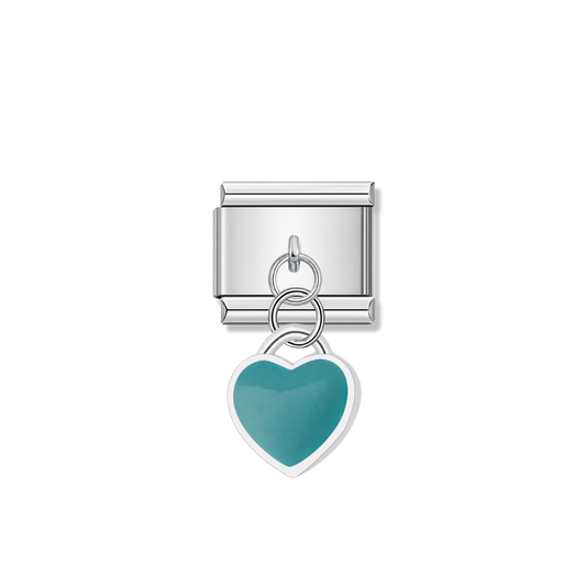 Teal Heart - Silver Italian Pendant Charm – Italian charm by Italycharm