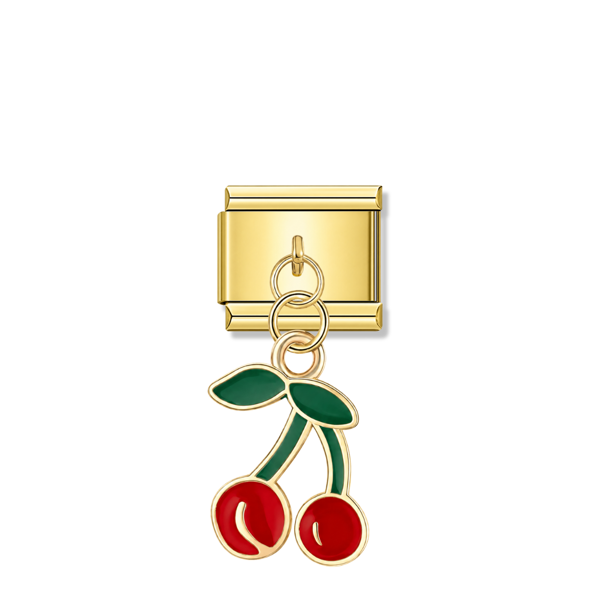 Festive Cherry – gold Italian pendant charm by Italycharm