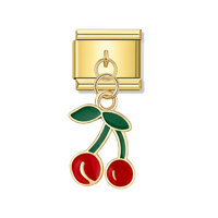 Festive Cherry - Gold Pendant Charm