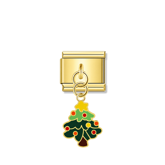 Festive Glow Tree – gold Italian pendant charm by Italycharm