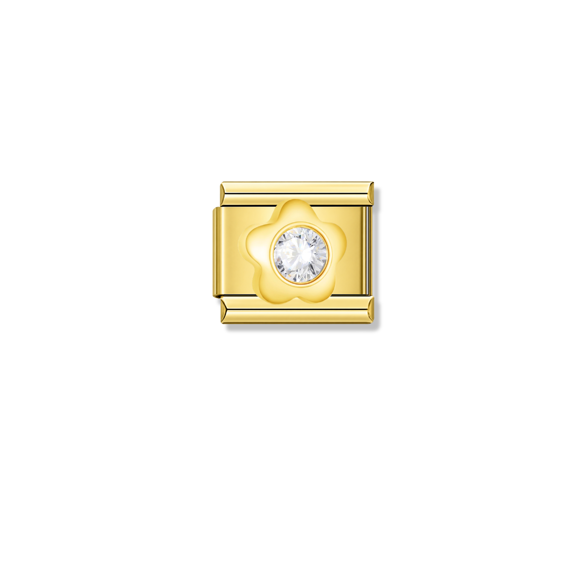 Flower with CZ – gold Italian charm by Italycharm