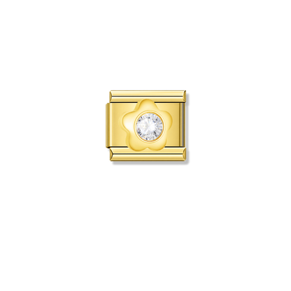 Flower with CZ – gold Italian charm by Italycharm