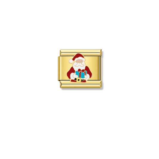 Giftful Santa – gold Italian charm by Italycharm