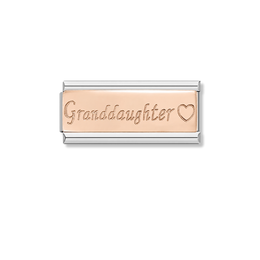 Granddaughter with Heart - Silver Rose Bar Charm – Italian charm by Italycharm