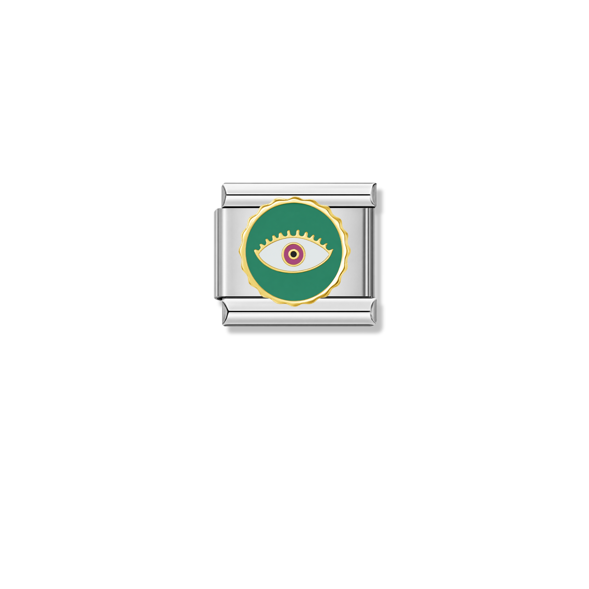 Green Round Eye – silver Italian charm by Italycharm