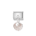 Pink Shell with Resin Pearl – Silver Italian Pendant Charm