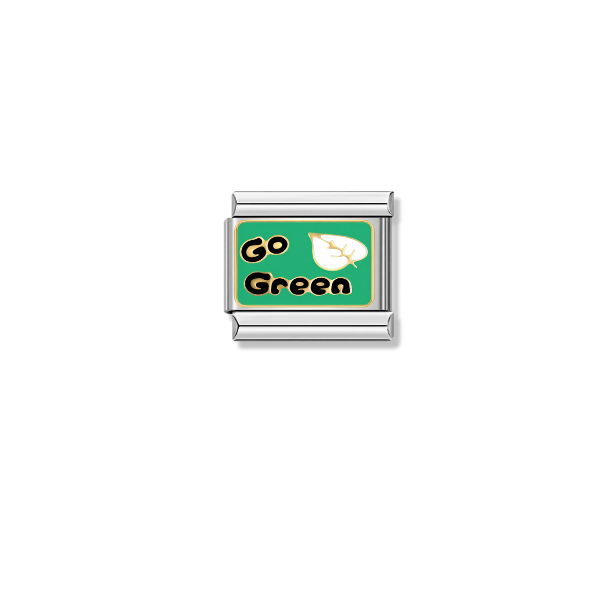 Go Green – silver Italian charm by Italycharm
