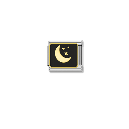 Golden Crescent Moon – silver Italian charm by Italycharm