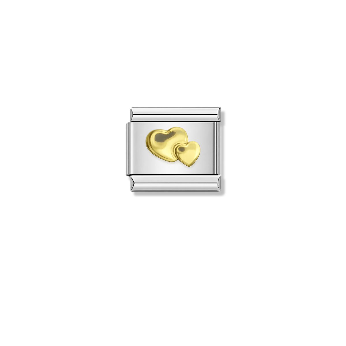 Golden Double Heart – silver Italian charm by Italycharm