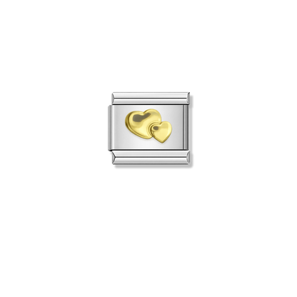 Golden Double Heart – silver Italian charm by Italycharm