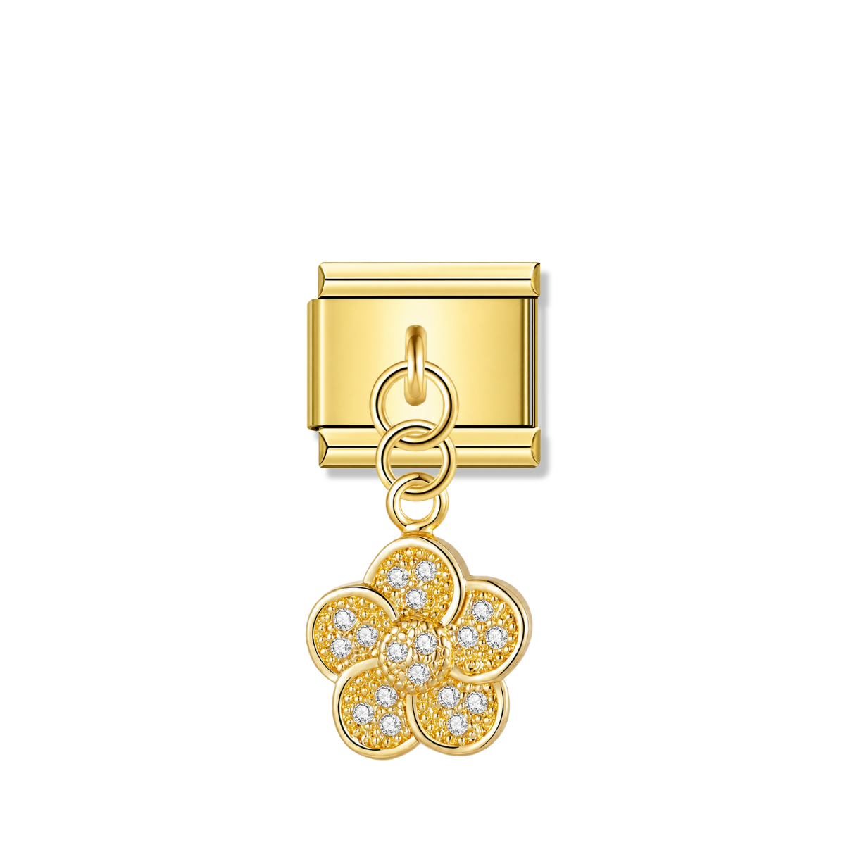 Golden Flower with CZ – gold Italian pendant charm by Italycharm