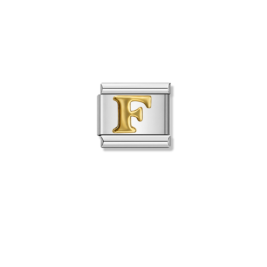 Golden Letter F – silver Italian charm by Italycharm