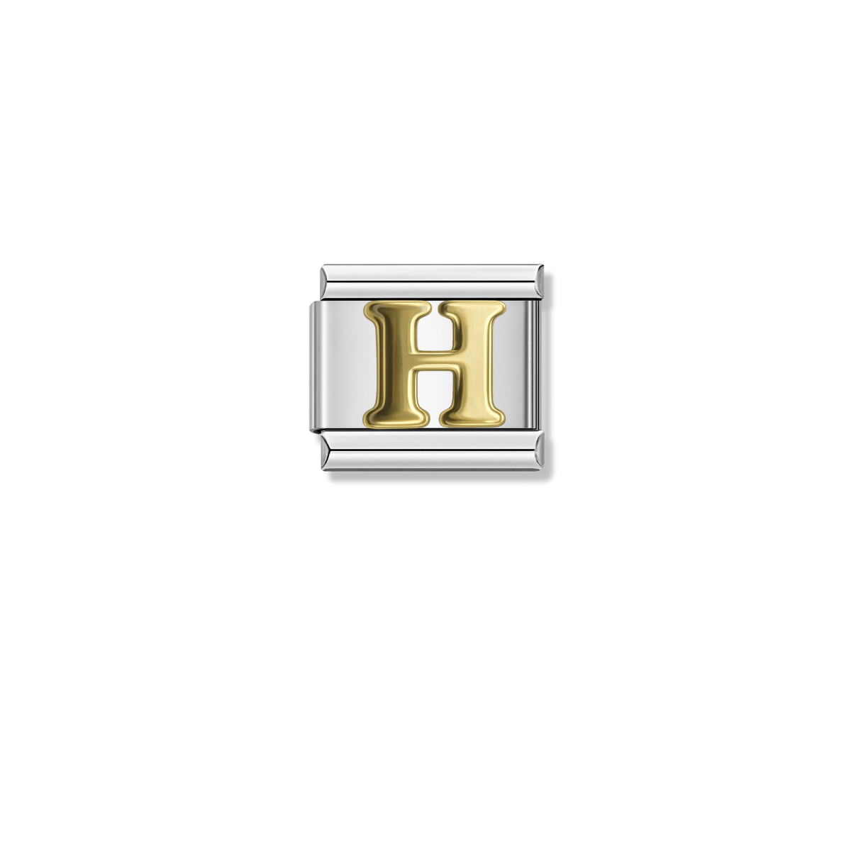 Golden Letter H – silver Italian charm by Italycharm