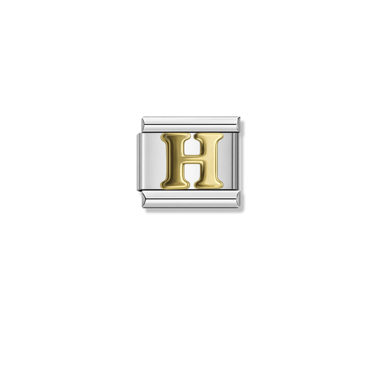 Golden Letter H – silver Italian charm by Italycharm