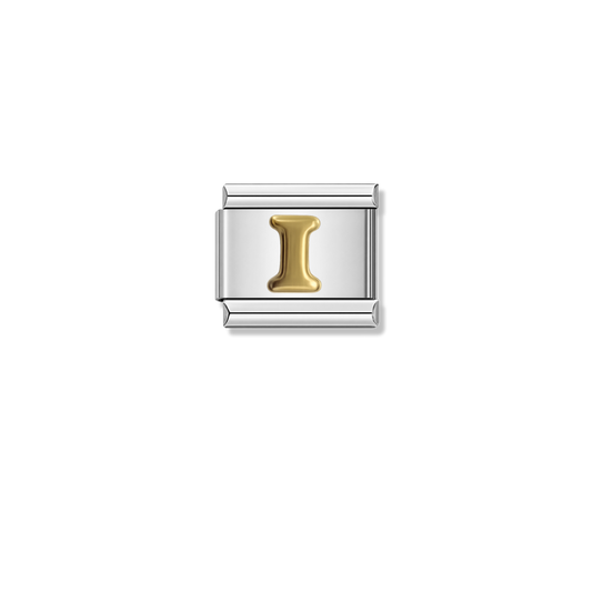 Golden Letter I – silver Italian charm by Italycharm