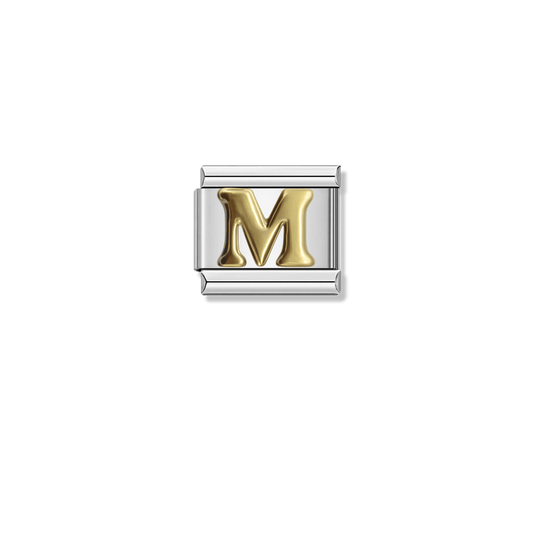 Golden Letter M – silver Italian charm by Italycharm