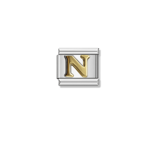 Golden Letter N – silver Italian charm by Italycharm