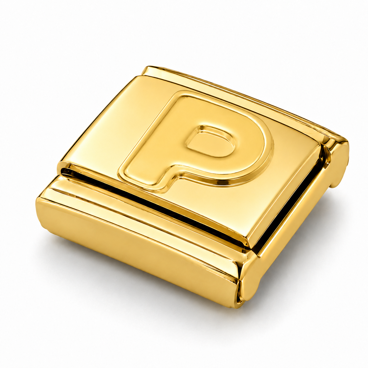 Golden Letter P – gold Italian charm close-up view