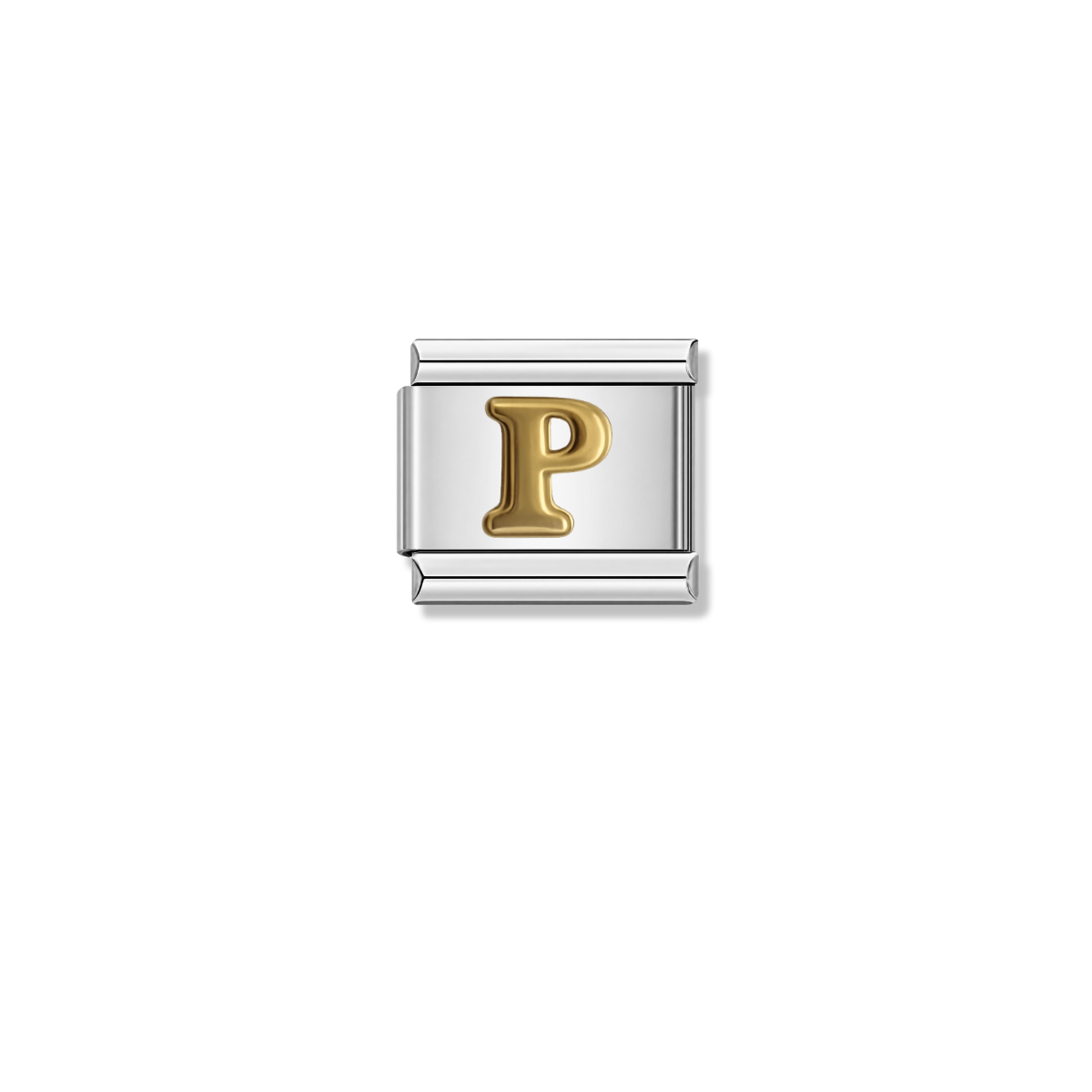 Golden Letter P – silver Italian charm by Italycharm