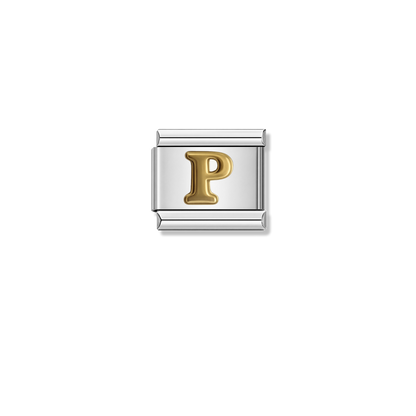 Golden Letter P – silver Italian charm by Italycharm