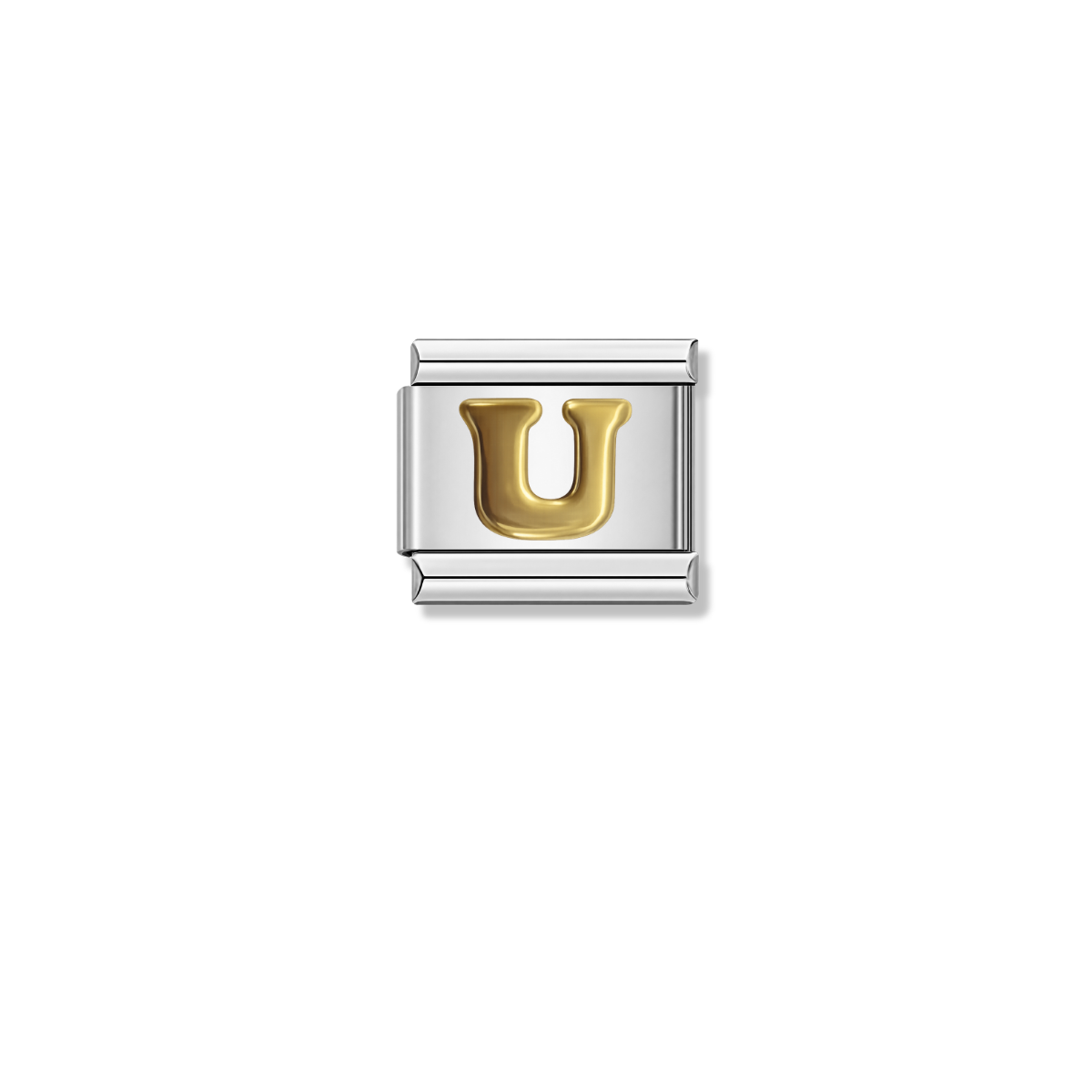 Golden Letter U – silver Italian charm by Italycharm