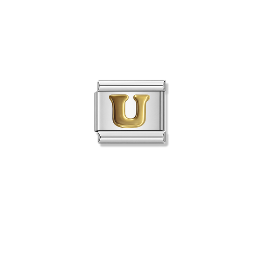 Golden Letter U – silver Italian charm by Italycharm