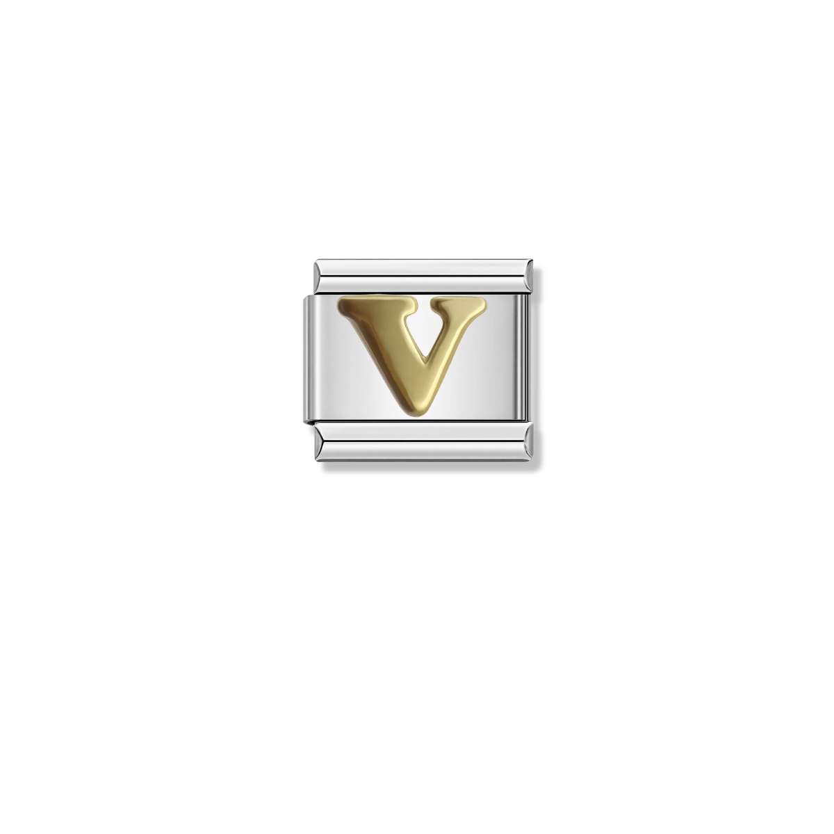 Golden Letter V – silver Italian charm by Italycharm